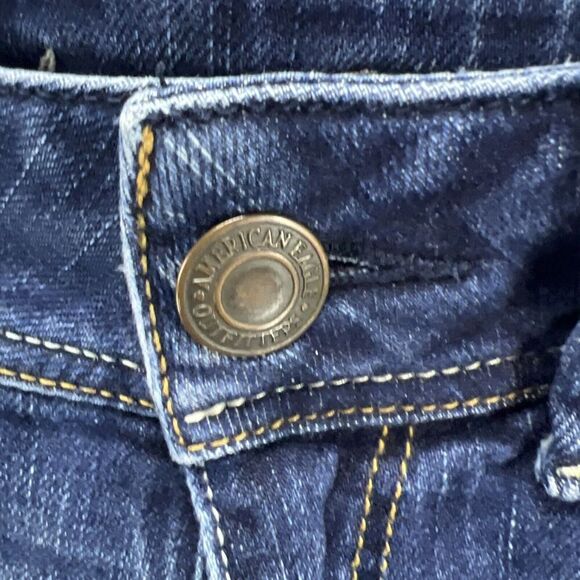 American Eagle Jeans Womens 2 Short Original Boot Stretch Blue Denim Dark Wash - Picture 2 of 8